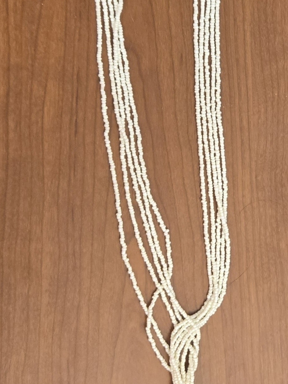 Source Unknown Cream Multi-Strand Seed Bead Necklace